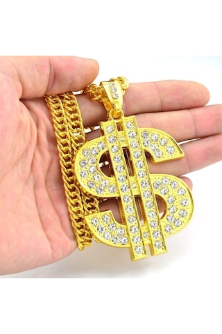 Thug Life Hip Hop Rap Gangster Büyük Dolar Kolye Zinciri Gümüş