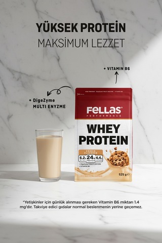 Fellas Whey Protein Tozu 1050 G - Kurabiye Aromalı 525 G x 2 Kurabiye