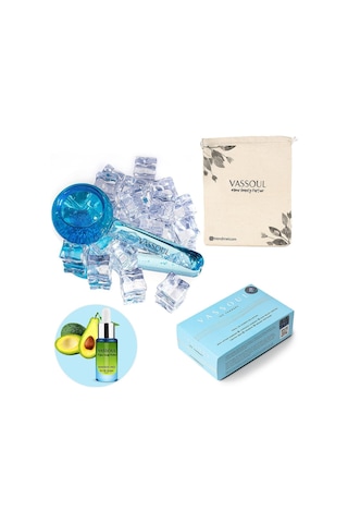 Ice Globes Buz Küresi Yüz Masaj Topu Soğuk Terapi, Cilt Bakımı, Avokado Yağı Hediyeli Blue