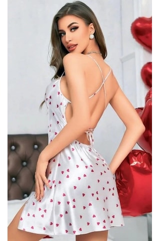 Hotflirt Nl 3657 Saten Gecelik Beyaz