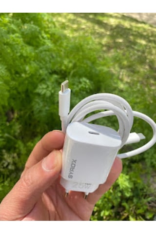 İphone Uyumlu Qc3.0 Pd 25w Hızlı Şarj Aleti Type-c To Type-c Kablo Set Beyaz Yerli Üretim