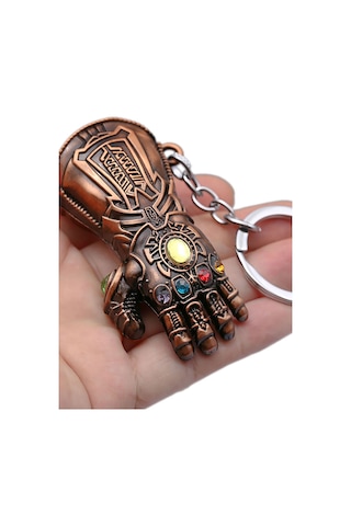 Thentech Thanos Eldiveni Şeklinde Sonsuzluk Taşları İle Metal İşlemeli Anahtarlık 2 Adet Hediyelik Anahtarlık