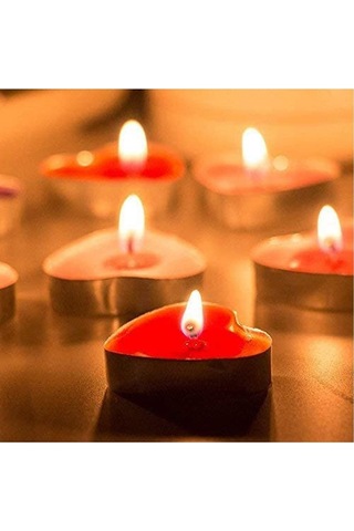 Kalp Şekilli Tealight Mum 100 Adet, Dekoratif Mum, Romantik Ortam Mumu Çok Renkli