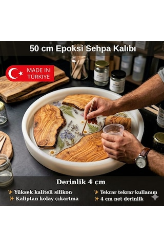 50 Cm Epoksi Sehpa Kalıbı - 4 Cm Derin Sehpa Kalıbı - Epoksi Masa Kalıbı - Epoksi Derin Kalıplar - Sanatlabhobi