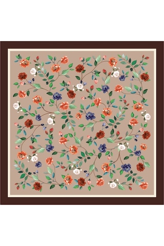 Tarzını Seç Kahverengi Gül Fular / Bandana / Aksesuar 48x48 Cm