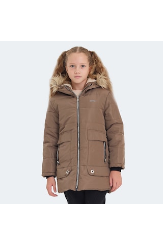 Slazenger CAMELIA Çocuk Kapüşonlu Bej Mont & Kaban