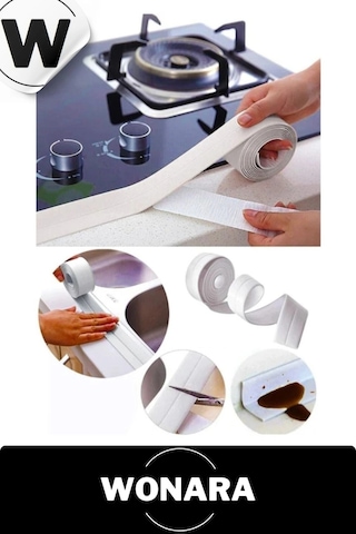 Premium Su Geçirmez Sızdırmaz Yalıtım Küf Banyo Mutfak Lavabo Beyaz Kenar Şerit Bant 3.2m 1 Adet
