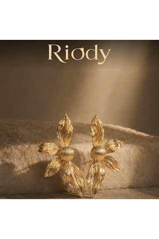 Riody Aurea Flora 01 Gold Renk Paslanmaz Çelik Çiçek Formlu Kadın Küpe