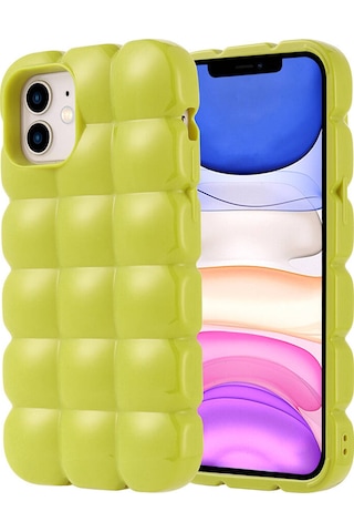Goocamp Apple iPhone Uyumlu 11 Kılıf Parlak Esnek Silikon Dom Dom Kapak - Yeşil Yeşil