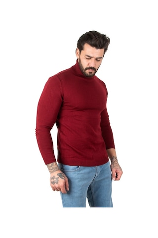 Deepsea Bordo Balıkçı Yaka Bordo Düz Kazak 2002292 Bordo