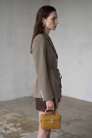 Hiccup My Fashıon Kemerli Krep Blazer Ceket Haki Yeşil
