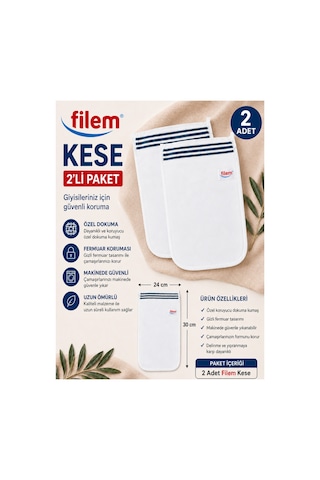 Filem Beyaz Şerit Baskılı 2 Adet Peeling Hamam Banyo Kesesi 16x24 Cm