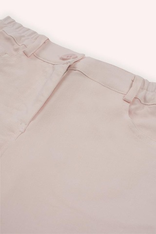 Panço Kız Çocuk Beli Lastikli Pantolon Beyaz Pembe