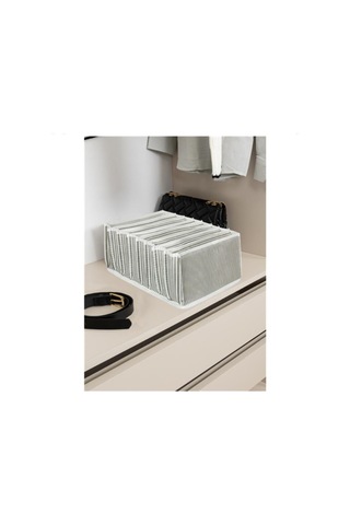 Yeni Ürün 11 Gözlü Katlanabilir Çekmece İçi Akordiyon Organizer Medium Gri Beyaz Çizgili Model Beyaz - 825160091 Beyaz