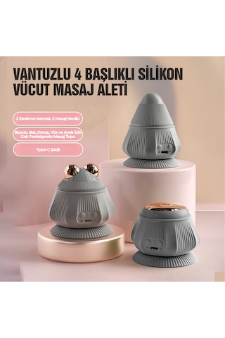 Relaxus 4 Başlıklı Silikon Vücut Masaj Aleti Şarjlı