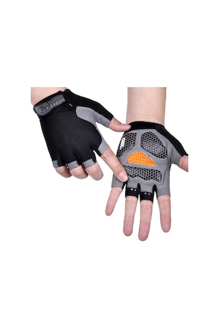 Happychildhood Spor Yarı Parmaklı Eldivenler Erkekler Ve Kadınlar Açık Havada Bisiklet Sürmek Gri