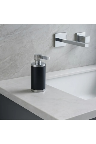 Sol Sıvı Sabunluk, Silindir, Tezgah Üstü - Mat Siyah/krom Mat Siyah/krom