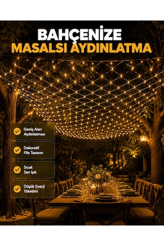 Led File Işık Dekoratif Ağ Led Aydınlatma İç Mekan Balkon Bahçe Süsü Yeni Nesil 1