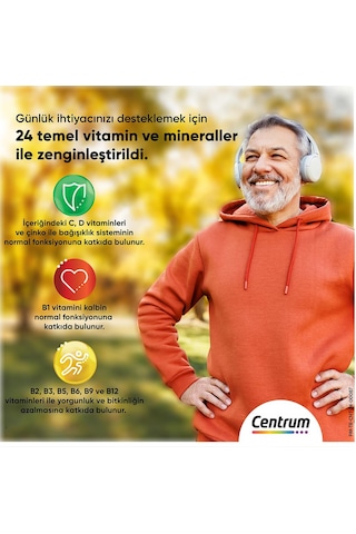 Centrum Advance 50+ Yaş Multivitamin Takviye Edici Gıda 2 x 30 Tablet + Çanta