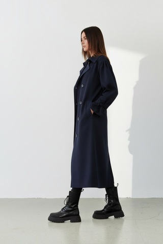 Durivya Reglan Kol Oversize Trençkot Lacivert