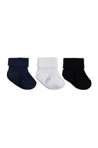 Civil Baby Basic Kıvrık 3'lü 6- Bebek Erkek Çorap Set - Standart 18 Ay Standart