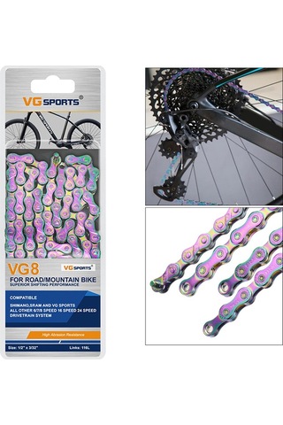 Dinosaurs Store Bisiklet Zinciri 116 Bağlantı Kompakt Yarış Mtb Yol Bisikleti Spor Hızlı Bağlantı-rainbow, 8 8 Speed Gökkuşağı Altın