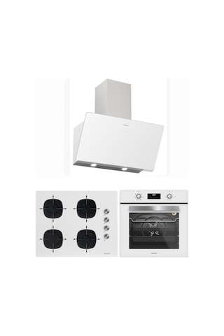 Silverline S2-BO6502W02 + CS5700E7W01 + 3457 Soho Beyaz Ankastre Set