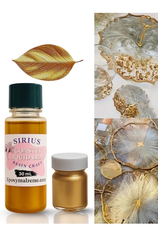 Epoksi Tasarımları İçin Kenar Varak Sıvısı Gold Renk 30ml + 10 Gr Toz Varak