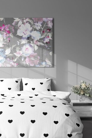 Pamuklu Çift Kişilik Nevresim Seti Nevresim Ve Yastık Kılıfı Çarşafsız Siyah Kalp Desenli Kırmızı