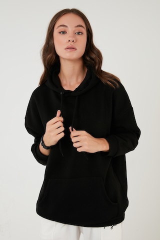 Lela Regular Fit Pamuklu Kapüşonlu Yaka Şardonlu Kışlık 2'Li Paket Bayan Sweat 5863854S2 Mor-Siyah