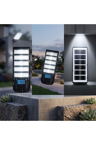 Direkli Güneş Enerjili Solar Sokak Lambası - Led Aydınlatma, Hareket Sensörlü, Kumandalı, Garaj Girişi, Bahçe, Otopark Ve Yol Aydınlatma