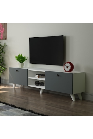 Dekorosso Veco Tv Ünitesi Ayaklı Beyaz-Antrasit