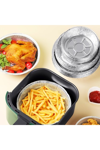 Youmex Alüminyum Folyo Fırın Tepsisi - Hava Fritözü İçin, Yağ Geçirmez, Isı Dayanıklı, 7 İnç Derin, 50 Adet, Temizlemeden Kullanın Çok Renkli