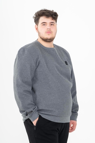 Maraton Sportswear Büyük Beden Erkek Bisiklet Yaka Takma Kol Basic Antramelanj Sweatshirt 22370-antramelanj