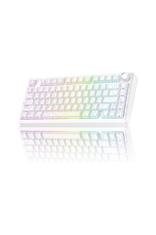 Aula F75 Mekanik Rgb Tkl Seiya Switch Kablosuz Makrolu Hot Swap Klavye Desenli Beyaz