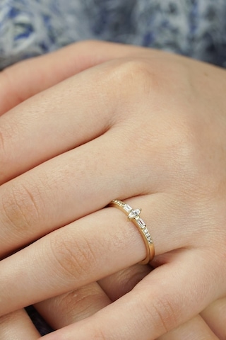 Esgold 14 Ayar Altın Mini Baget Taşlı Eklem Yüzük