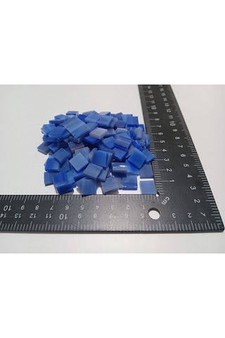 Mor Lacivert Kare Vitray Cam Mozaik Taşı - Sanatsal Mozaik Çalışmalarınız İçin Yaklaşık 10 X 10 Mm
