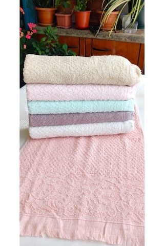 6'lı Set Çeyizlik Püsküllü Jakarlı Lüks Bukle Saçaklı Havlu Seti 30x50 Cm
