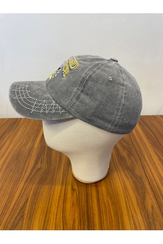 Hamze Vintage Eskitme Yıkamalı Model Nakışlı Unisex Cap Şapka Gri