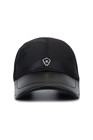 Tamer Tanca Erkek Deri & Tekstil Siyah Beyzbol Şapka 524 1143 Spk Sk25-26 Sıyah Kmflj Siyah Melanj