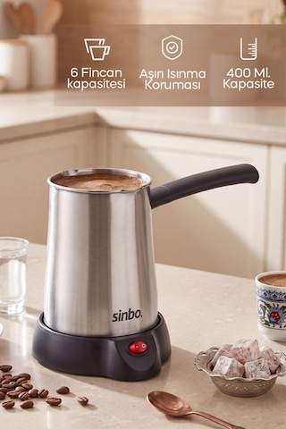 Scm-2958 İnox Elektrikli Türk Kahvesi Cezvesi 400 Ml 6 Fincan