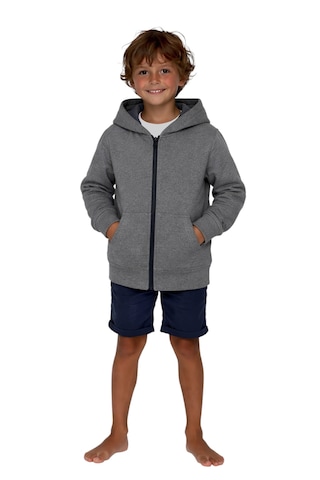 Coupon Çocuk Fermuarlı Kapüşonlu Sweatshirt Gri Melanj