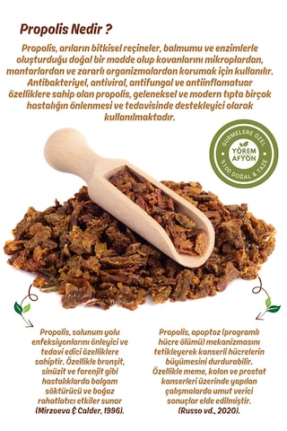 Yörem Afyon Usta Arıcıların Seçkisi Anadolu Yaylalarından Gelen Gizli Cevher Saf Propolis Tozu, Ekstraktı 50gr