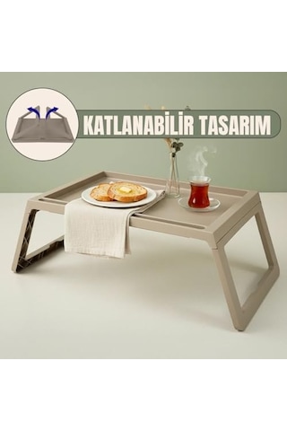 Deconox Katlanabilir Yatak Üstü Laptop Sehpası Ve Kahvaltı Masası - Tablet Ve Telefon Standlı Çok Amaçlı Portatif Çalışma Sehpası 56x36x26 Cm Toprak Diğer