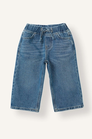 Defacto %100 Pamuk Wide Leg Beli Lastikli Bağcıklı Jean Pantolon Kız Bebek H7103a526aunm28 Mavi-nm28