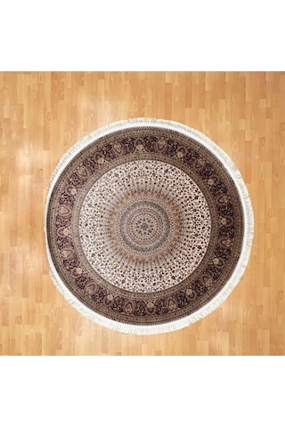 Tebriz Desenli 200 X 200 Yuvarlak İpek Halı Çok Renkli