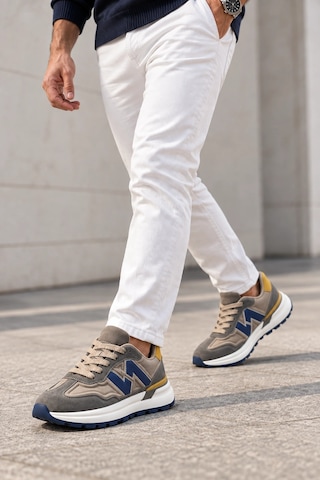 In Step Sandria Kahve Deri Ve Süet Detaylı Kalın Tabanlı Erkek Sneakers Ayakkabı