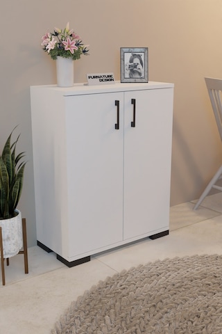 2 Kapaklı Çok Amaçlı Dolap Raflı Erzak Dolabı Mutfak Dolabı-beyaz