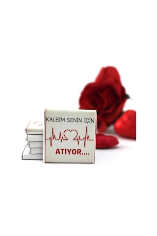 Dark Brown KALBİM SENİN İÇİN ATIYOR Yazılı Madlen Çikolata Bitter ve Sütlü 72 Adet