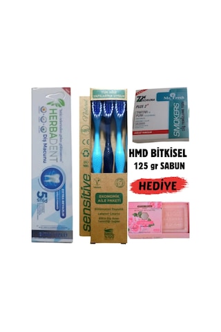 Bitki Özlü Diş Macunu 50 Ml + Diş Beyazlatma Tozu 50 Gr + 3'lü Diş Fırçası + Hediye Sabun Komple Ağız Bakım Seti